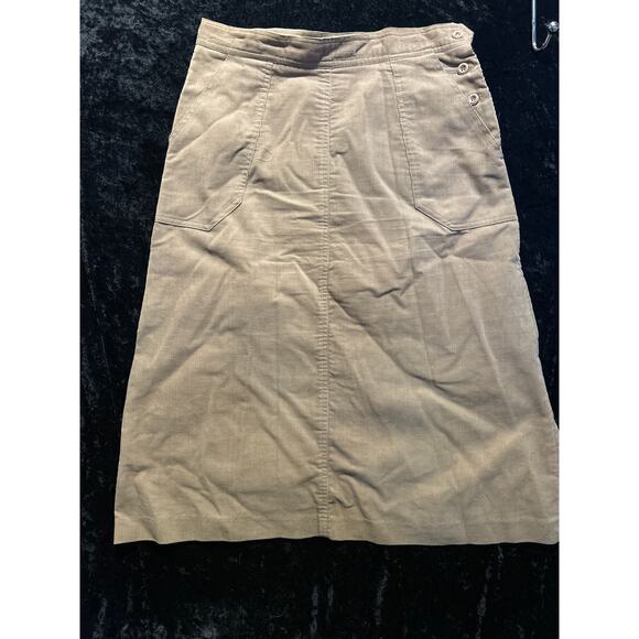 Vtg Kmart Tan Corduroy Midi Skirt 15/16 Preppy Academia Neutral Fall Style - Picture 1 of 7